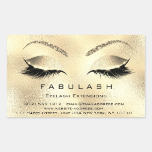 Eyelash Extension Makeuty Salon Gold VIP Rechteckiger Aufkleber