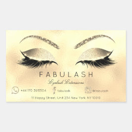Eyelash Extension Makeuty Salon Lux Gold VIP Rechteckiger Aufkleber
