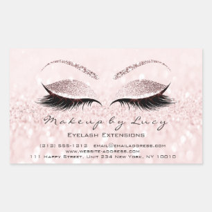 Eyelash Extension Makeuty Salon Pink Glitzer Rechteckiger Aufkleber