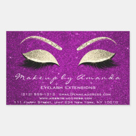 Eyelash Extension Makeuty Salon Pink Gold Rechteckiger Aufkleber