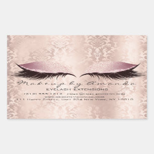 Eyelash Extension Pink Makeup Artist Beauty Damask Rechteckiger Aufkleber