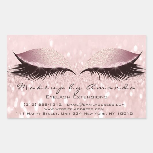 Eyelash Extension Pink Makeup Artist Beauty Studio Rechteckiger Aufkleber (Vorderseite)