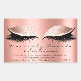 Eyelash Extension Pink Makeup Coral Beauty Salon Rechteckiger Aufkleber