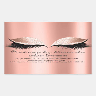 Eyelash Extension Pink Makeup Coral Beauty Salon Rechteckiger Aufkleber