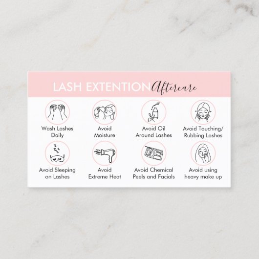 Eyelash Extension Products Aftercare Instruction Visitenkarte (Rückseite)