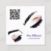 Eyelash Extension QR Code Business Card Quadratische Visitenkarte (Vorderseite)