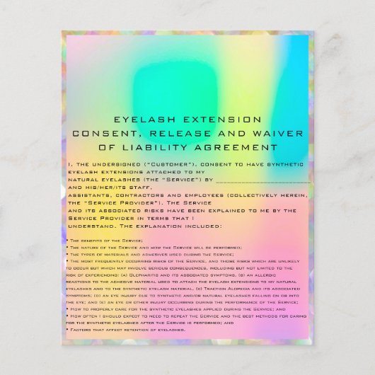 EYELASH EXTENSION RELEASE WAIVER Holograph Bokeh Flyer (Vorne)