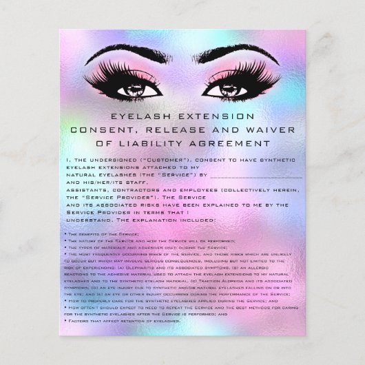 EYELASH EXTENSION RELEASE WARNUNG Holograph Pink Flyer (Vorne)