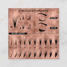 Eyelash Extension Studio Shop Rose Moderne Quadratische Visitenkarte