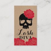 Eyelash Extensions Beauty Floral Skull Rustikal Visitenkarte (Vorderseite)