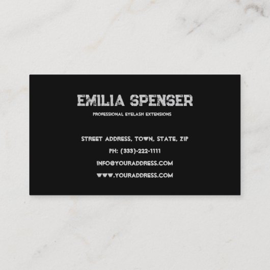 Eyelash Extensions Dark Strokes Bold Drama Look Visitenkarte (Rückseite)