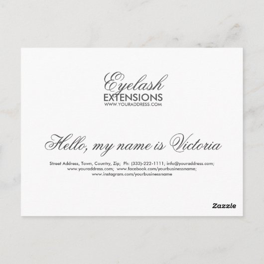 Eyelash Extensions Glitzer Snow Star Postkarte (Rückseite)