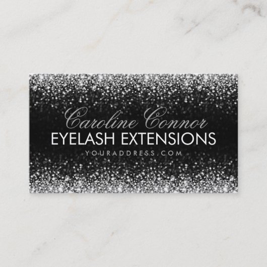 Eyelash Extensions Glitzer Star Rain Business Card Visitenkarte (Vorderseite)