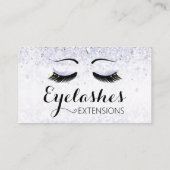Eyelash Extensions Glitzern und Diamonds Lila Visitenkarte (Rückseite)