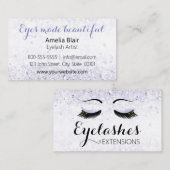 Eyelash Extensions Glitzern und Diamonds Lila Visitenkarte (Vorne/Hinten)