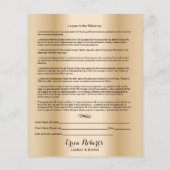 Eyelash Extensions Golden Liability Waiver Flyer (Hinten)