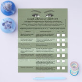 Eyelash Extensions Haftung Waiver Green Salon Flyer (Einzeln)