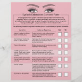 Eyelash Extensions Haftung Waiver Pink Salon Flyer (Vorne)