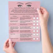 Eyelash Extensions Haftung Waiver Pink Salon Flyer (Hand)