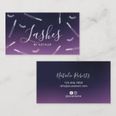 Eyelash Extensions Lash Bar Elegant Lila Visitenkarte (Vorne/Hinten)