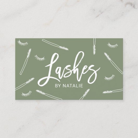 Eyelash Extensions Lash Bar Sage Green Salon Visitenkarte (Vorderseite)