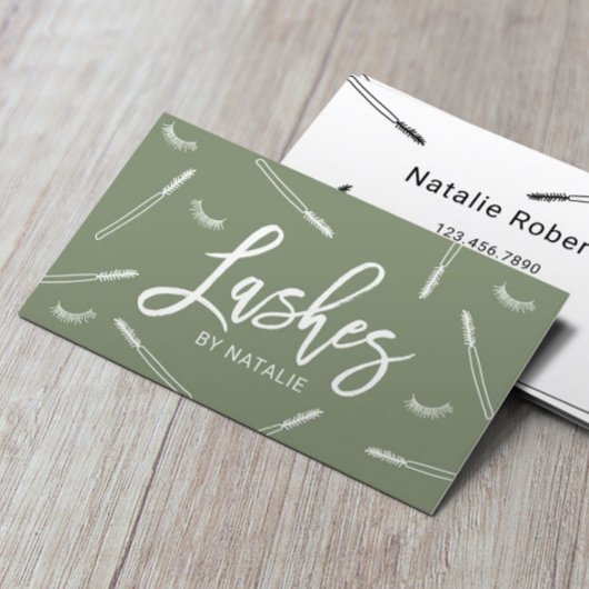 Eyelash Extensions Lash Bar Sage Green Salon Visitenkarte
