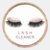 Eyelash Extensions Lash Cleaner Rose Gold Glitzer Runder Aufkleber (Vorderseite)