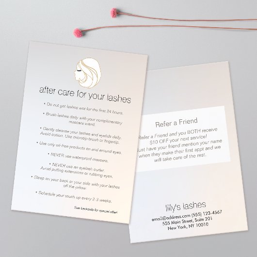 Eyelash Extensions Lash Girl After Care Referendum Empfehlungskarte