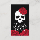 Eyelash Extensions Lash Salon Beauty Blumenschädel Visitenkarte (Vorderseite)