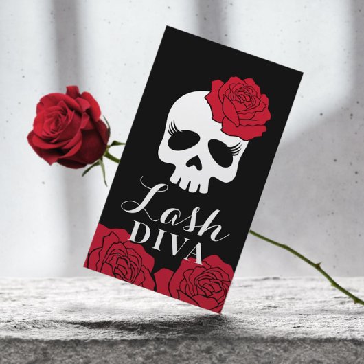 Eyelash Extensions Lash Salon Beauty Blumenschädel Visitenkarte