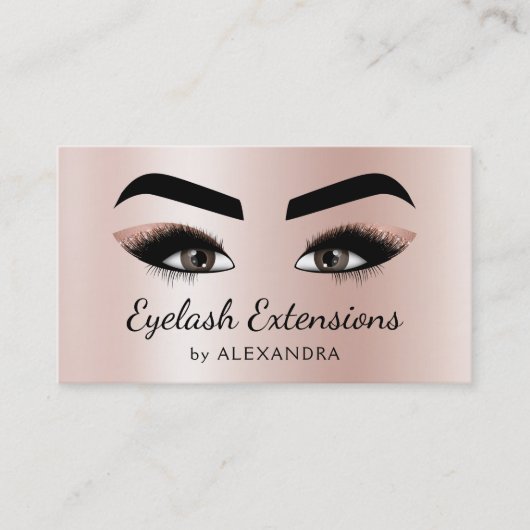 Eyelash Extensions Lashes Glitzer Pink Rose Gold Visitenkarte (Vorderseite)