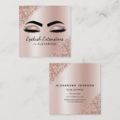 Eyelash Extensions Lashes Glitzer Rose Gold Pink Quadratische Visitenkarte (Vorne/Hinten)
