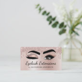 Eyelash Extensions Lashes Glitzer Rose Gold Pink Visitenkarte (Stehend Vorderseite)