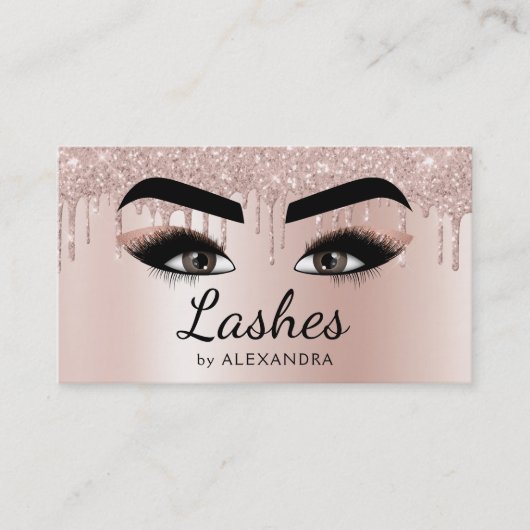 Eyelash Extensions Lashes Glitzer Rose Gold Pink Visitenkarte (Vorderseite)