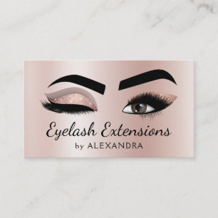 Eyelash Extensions Lashes Glitzer Rose Gold Pink Visitenkarte