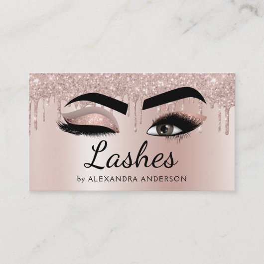Eyelash Extensions Lashes Glitzer Rose Gold Pink Visitenkarte (Vorderseite)