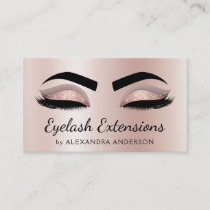 Eyelash Extensions Lashes Glitzer Rose Gold Salon Visitenkarte