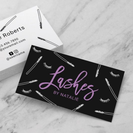 Eyelash Extensions Makeup Artist Lash Bar Lila Visitenkarte