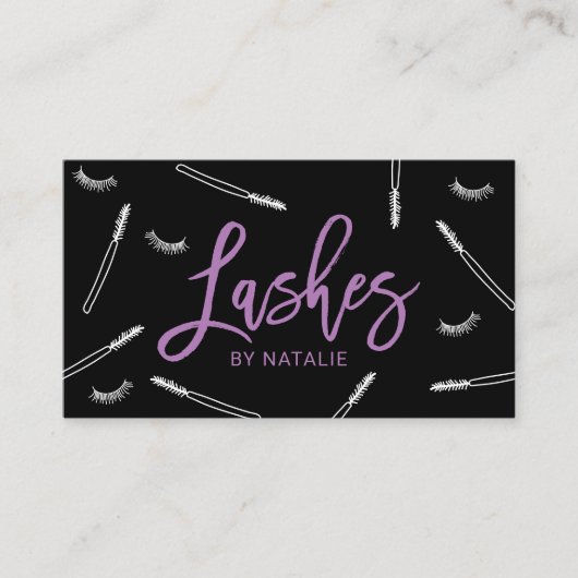 Eyelash Extensions Makeup Artist Lash Bar Lila Visitenkarte (Vorderseite)