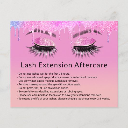 Eyelash Extensions Makeup Artist Lila Aftercare Flyer (Vorne)