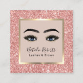 Eyelash Extensions Makeup Artist Rose Gold Glitzer Quadratische Visitenkarte (Vorderseite)