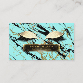 Eyelash Extensions Marble Blue Gold Glam Makeup Visitenkarte