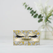 Eyelash Extensions Marble Gold Glitter Glam Makeup Visitenkarte (Stehend Vorderseite)