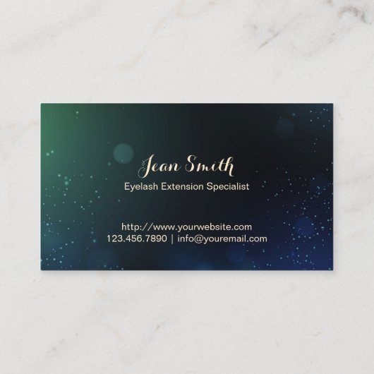 Eyelash Extensions Modern Sparkle Lights Elegant Visitenkarte (Rückseite)