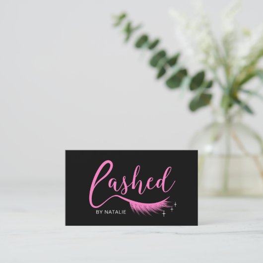 Eyelash Extensions Pink Lashed Salon Visitenkarte (Stehend Vorderseite)