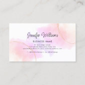 Eyelash Extensions QR Code Aquarellfarbe Rosa Gold Visitenkarte (Rückseite)