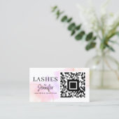 Eyelash Extensions QR Code Aquarellfarbe Rosa Gold Visitenkarte (Stehend Vorderseite)