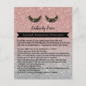 Eyelash Extensions Rose Gold Aftercare Instruction Flyer (Vorne)
