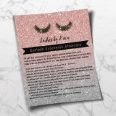Eyelash Extensions Rose Gold Aftercare Instruction Flyer