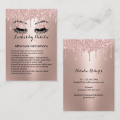 Eyelash Extensions Rose Gold Aftercare Instruction Visitenkarte (Vorne/Hinten)
